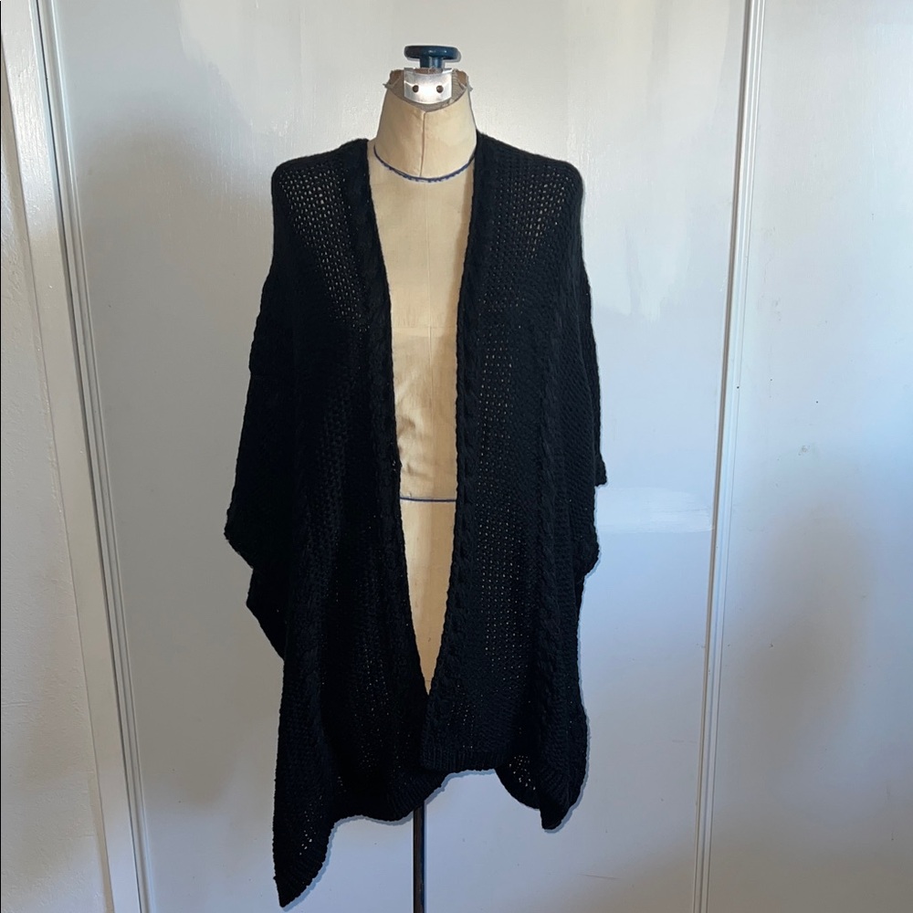 Elegant Black Open-Front Women's Sweater